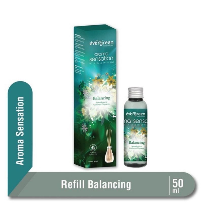 Evergreen Reed Diffuser Aroma Sensation With Essential Oil - Pengharum Ruangan 50ml (Set/Reffil)