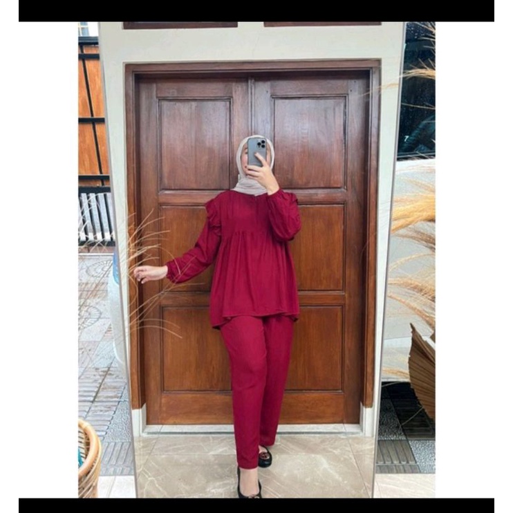 ONE SET WANITA HIJAB STYLE CRINGKLE AIRFLOW OOTD KEKINIAN MURAH