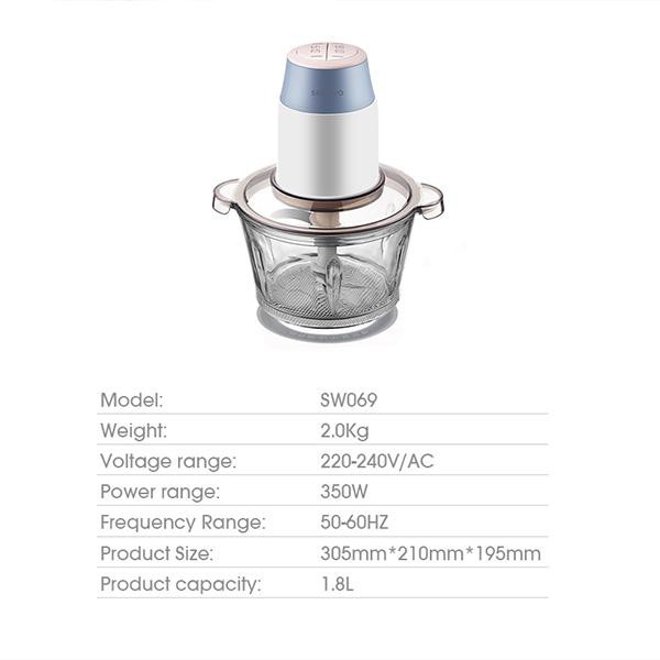 SAMONO SW069 350W Multifunction Electric Food Processor Choper with 2 Speed Control Blender Daging