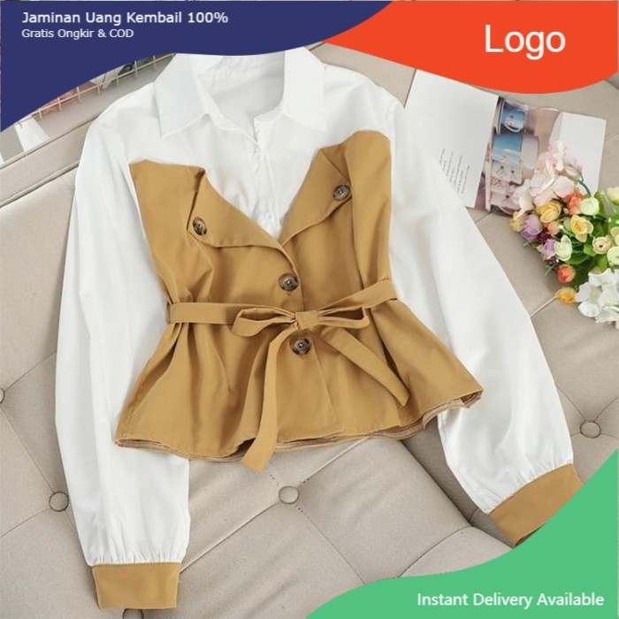 Balea Top Atasan Blouse Fashion Wanita Blus Korean Style Termurah - Kuning