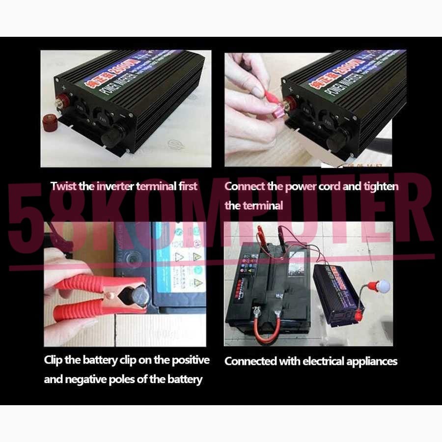 Car Inverter 3000W Power DC 12V/24V to AC 220V 3000W 2 Port LED