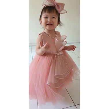 Dress Pesta Anak Rosegold Free Headband