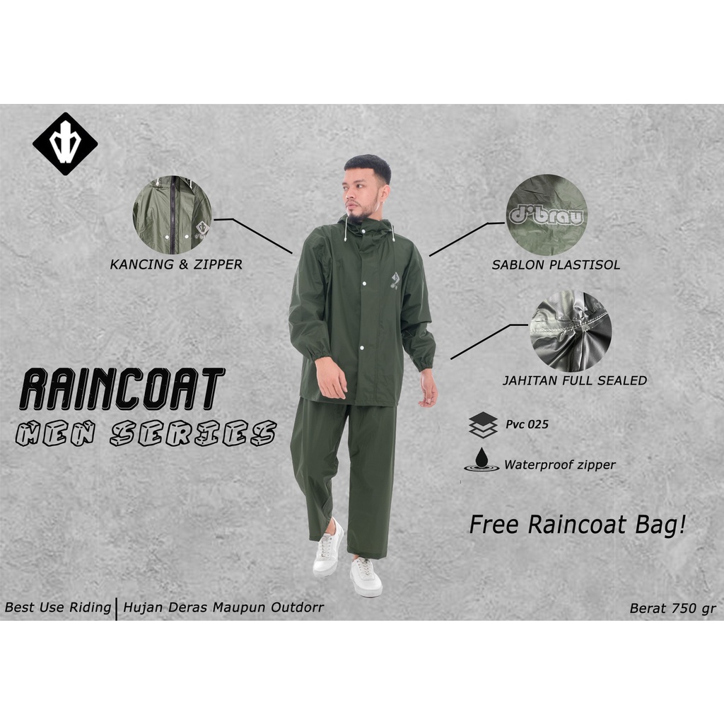Jas Hujan Setelan, Jas Hujan Pria Premium Size Pria Tebal Anti Angin Anti Rembes Anti Robek