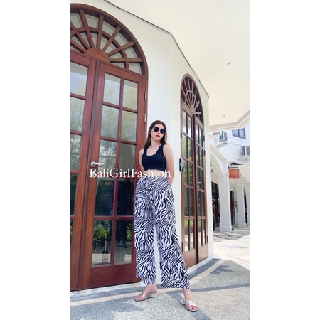 Celana kulot highwaist motif zebra