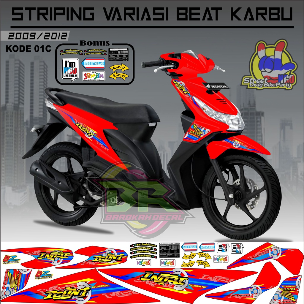 Striping Beat Karbu Stiker Lis Motor Beat Karbu kode 08