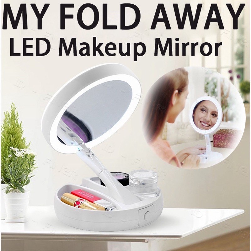 My fold way makeup make up mirror ring light cermin rias lampu LED