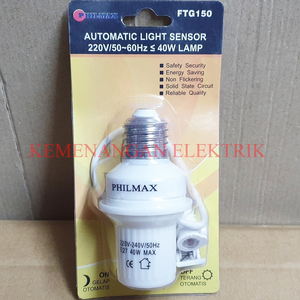 PHILMAX FITTING LAMPU SENSOR CAHAYA OTOMATIS E27 / SENSOR CAHAYA MATAHARI / AUTOMATIC NIGHT SWITCH