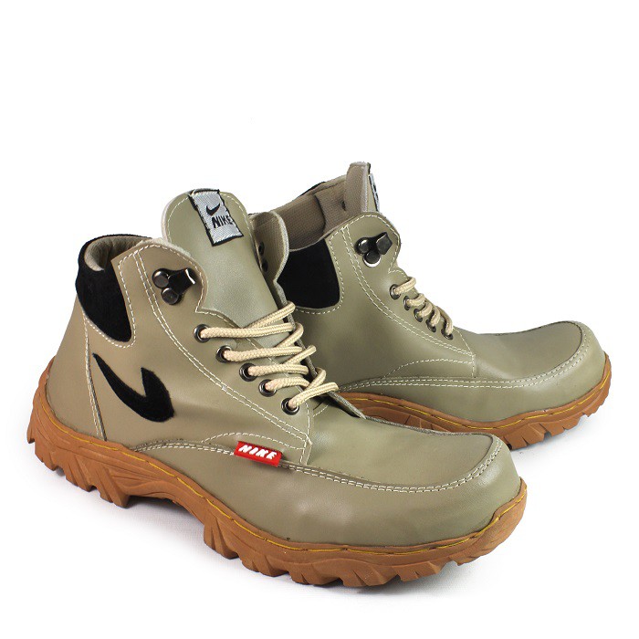 MS- TERBARU Sepatu Gunung Boots Safety Pria Nike TRACKING Cream Bots Sefty Outdoor Hiking Bikers