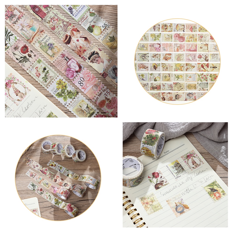 PREVALENT Self-Adhesive Post Office Label Decorative Vintage Stamp Tape Washi Stickers DIY Diary Planner Journal Retro Scrapbooking Sticker