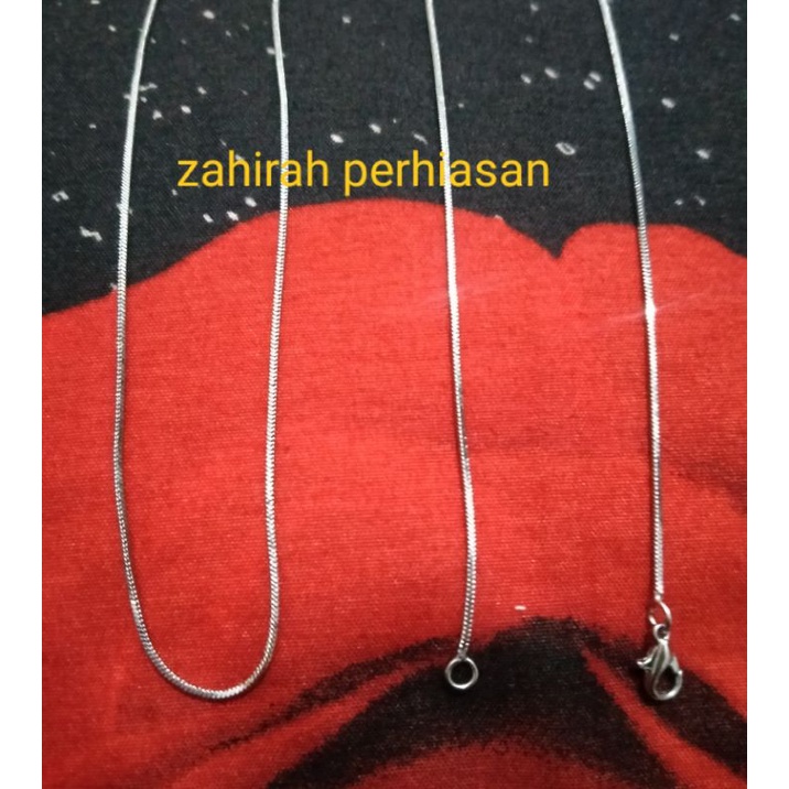 KALUNG PRIA WANITA TITANIUM SILVER PANJANG 60 CM TERLARIS TIDAK MUDAH LUNTUR