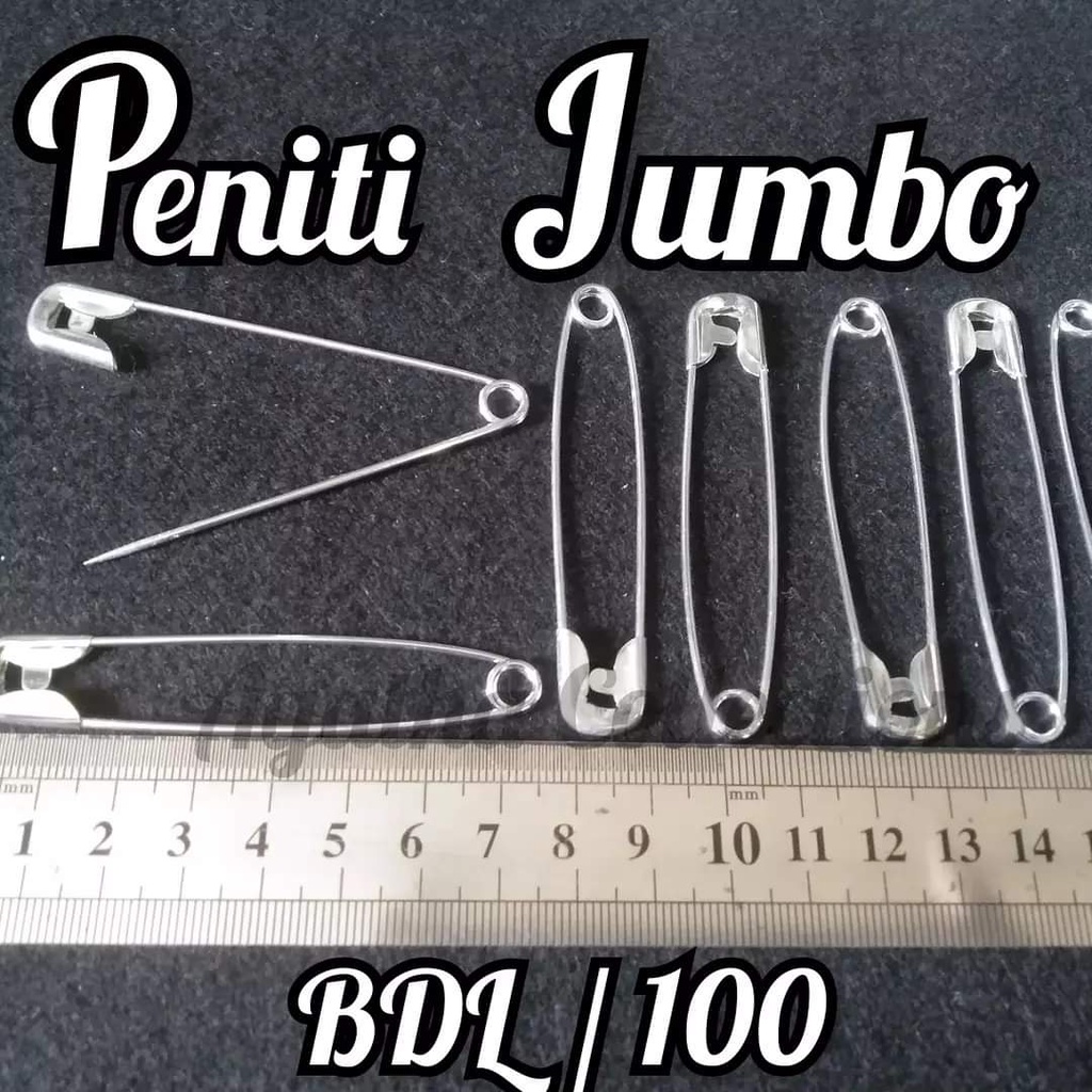 Peniti Jumbo Nikel isi 10biji Lebar 75mm