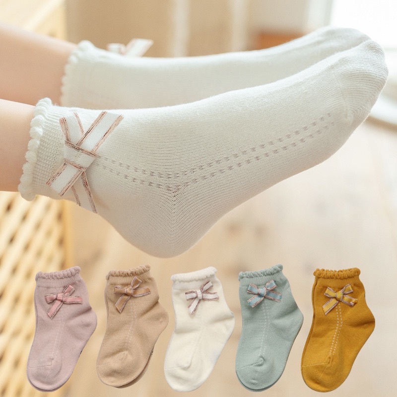 Kaos Kaki Anak Perempuan Import Model Pita Straight Line / Baby Toddler Kid Socks