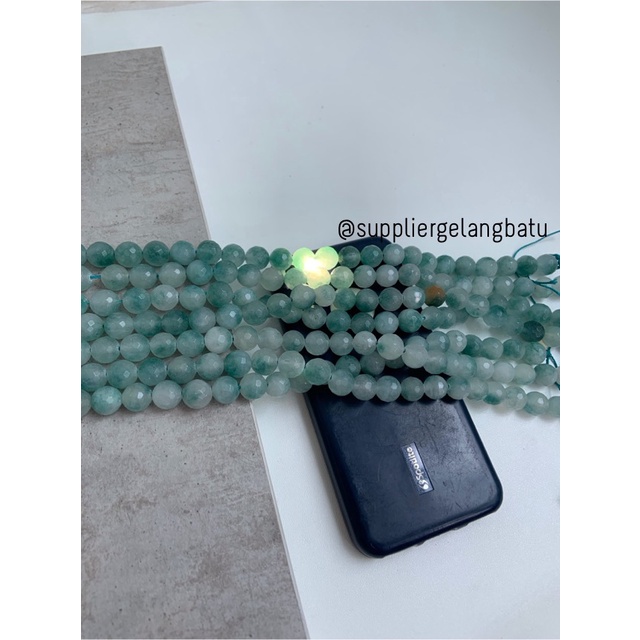 batu GIOK CINA CUTTING 10mm FACETED UKIR bahan gelang kalung green bahan kalung gelang anting strap mask kerajinan tangan craft citayam fashion week etink vintage elegan bali manik crystal perhiasan