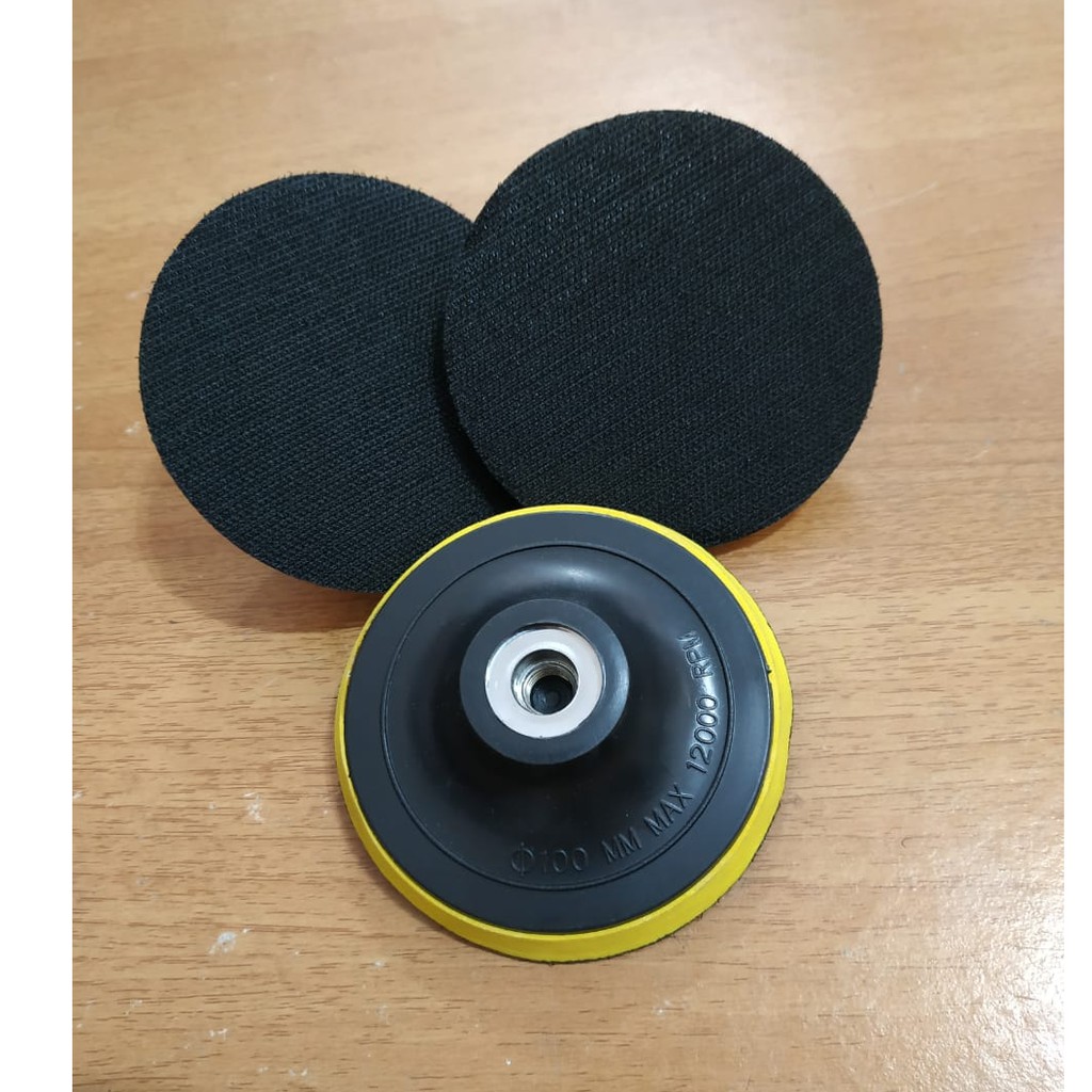 BANTALAN AMPLAS TEMPEL GERINDA / TATAKAN AMPLAS VELCRO 4" KASAR POLOS