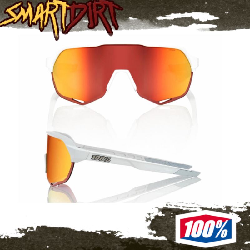 SUNGLASSES 100% S2 OFF WHITE HIPER RED MULTILAYER MIRROR LENS
