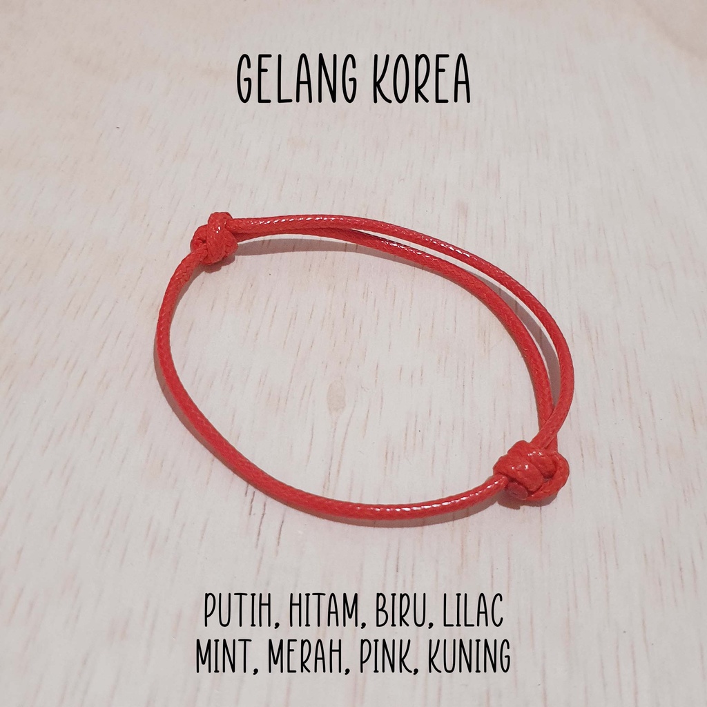 Gelang Korea Kekinian murah tebal 2mm warna warni hitam putih pink ungu mint lilac merah biru kuning custom nama bebas