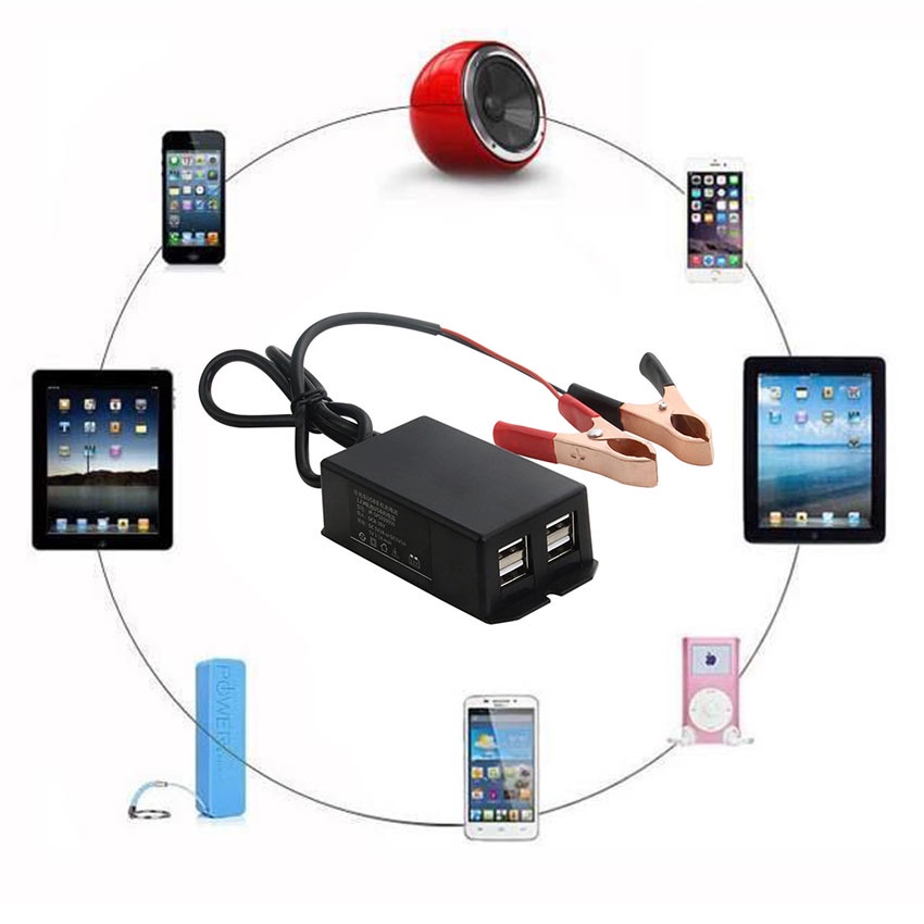4 USB Charger Aki di Motor - Sambungan Charger HP ke Aki Motor - Casan HP di Motor - Charger Motor