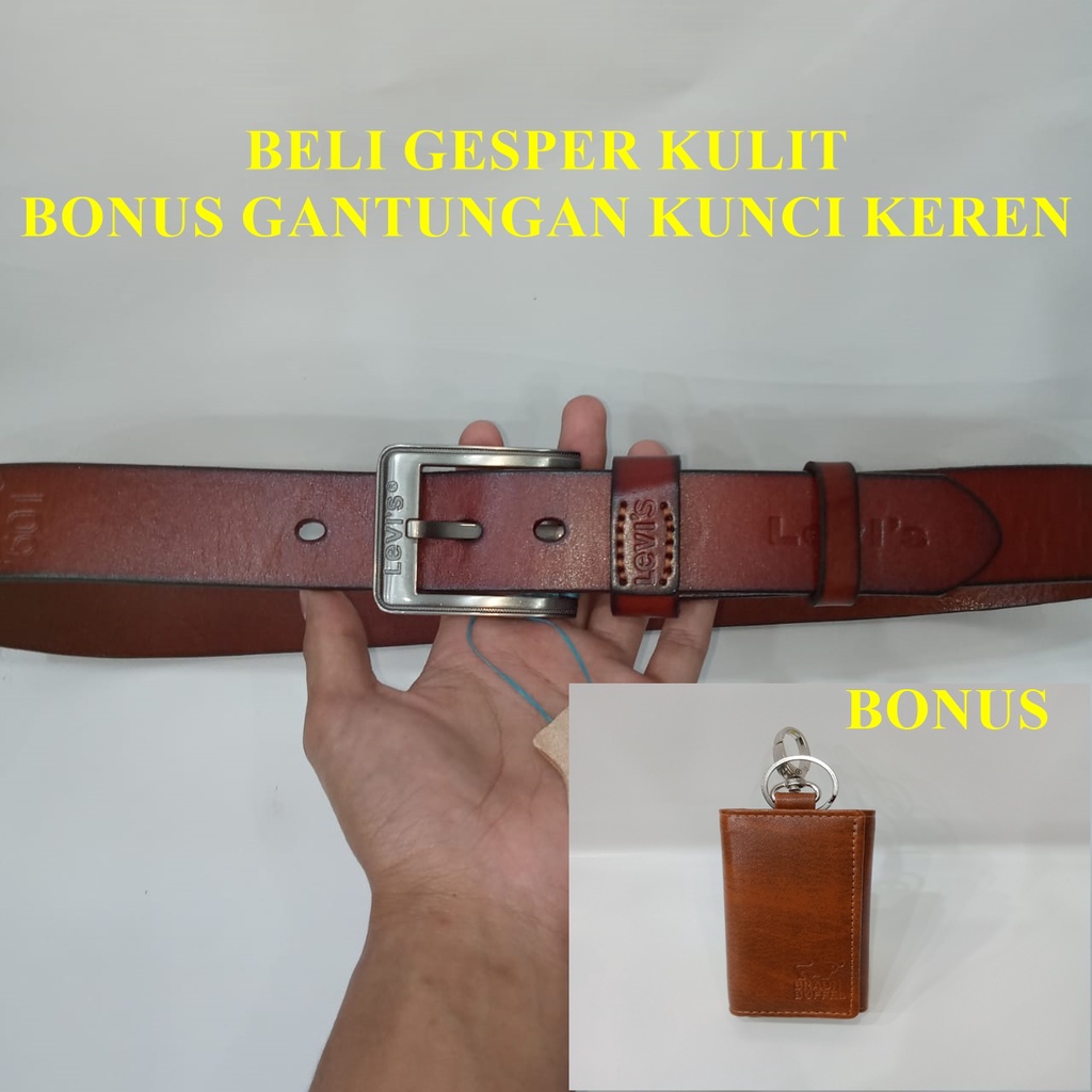 ikat pinggang kulit import asli - gesper kulit import original - setiap pembeliian gratis gantung kunci - bisa cod