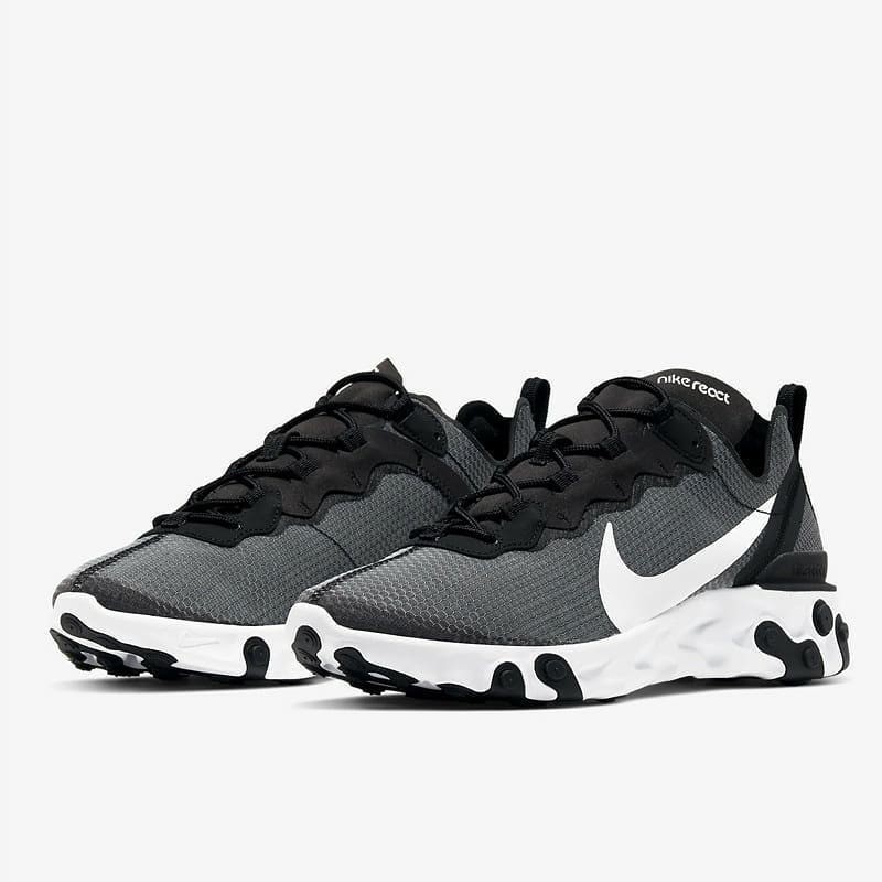 nike black & white react element 55 trainers
