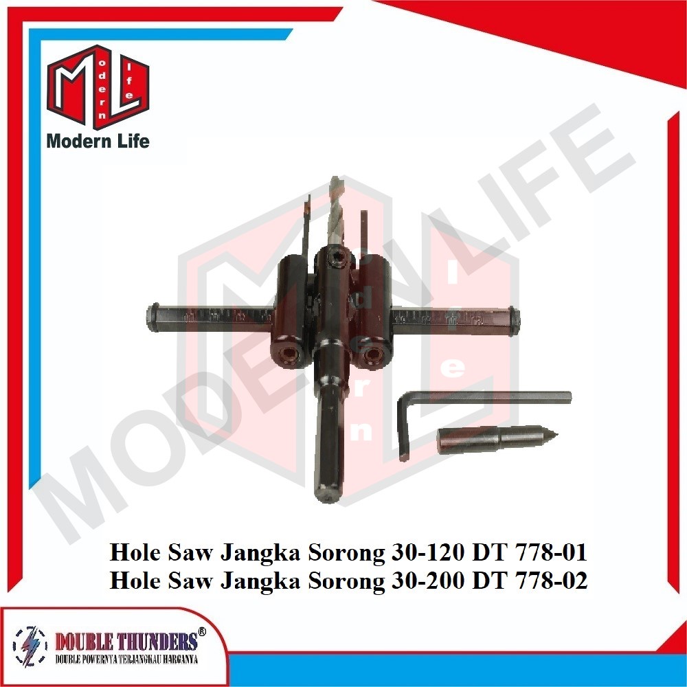 Mata Bor Kayu Jangka Adjustable Circle Hole Saw Cutter 30-120mm/200mm