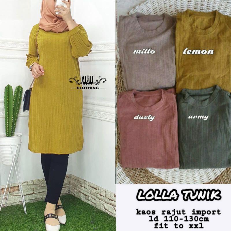 LOLLA TUNIK bahan kaos knit fit to XXL