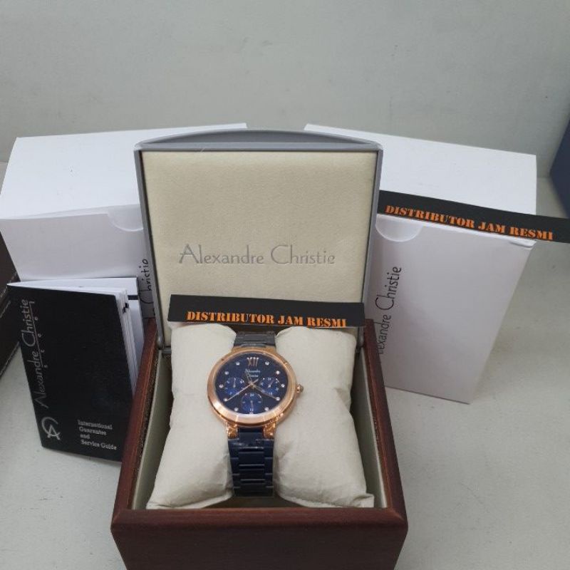 Jam Tangan Wanita Alexandre Christie AC2766 BF AC 2766 BF AC2766 BF AC 2766BF Blue Rose Gold