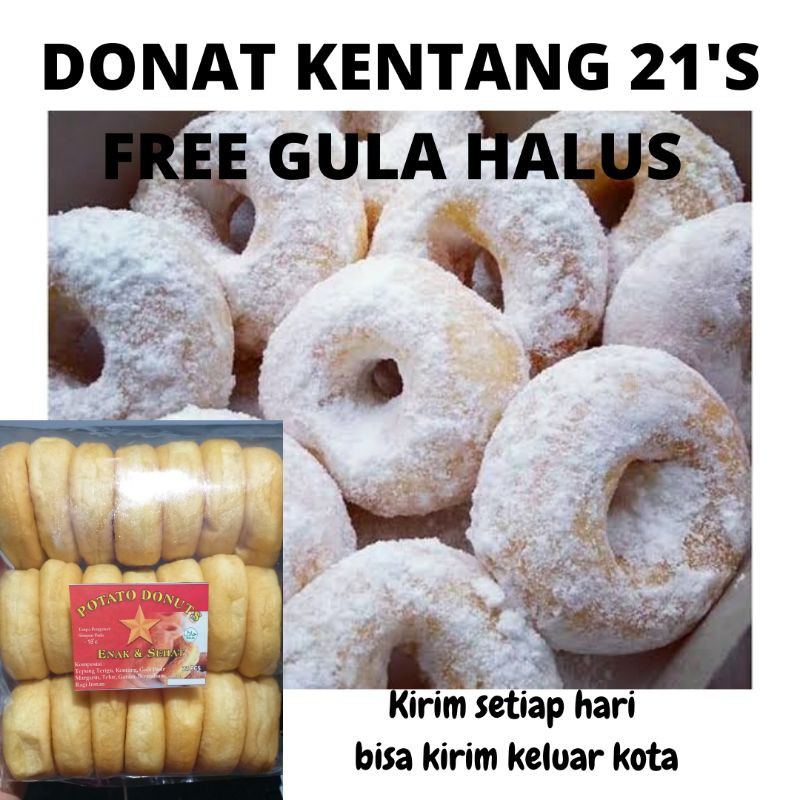 

HOME MADE Donat Kentang DONTANG siap goreng gratis gula putih isi 21 & 12 pcs jumbo (600 gr)