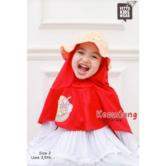 Kerudung anak, kerudung topi by Vitto, Free Bros, hijab anak, hijab topi