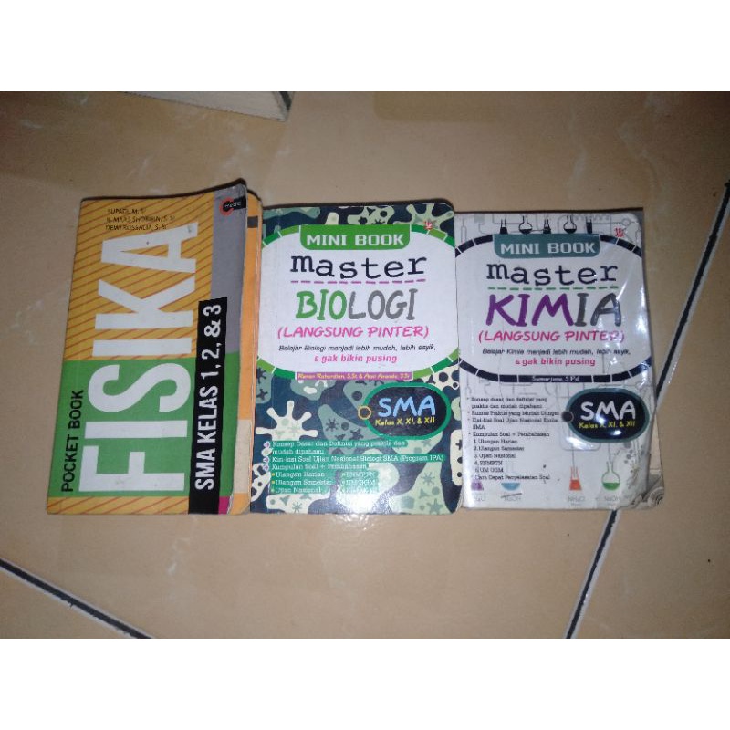 Preloved Buku Fisika, Kimia, Biologi SMA (pocket book, mini book) bekas lengkap