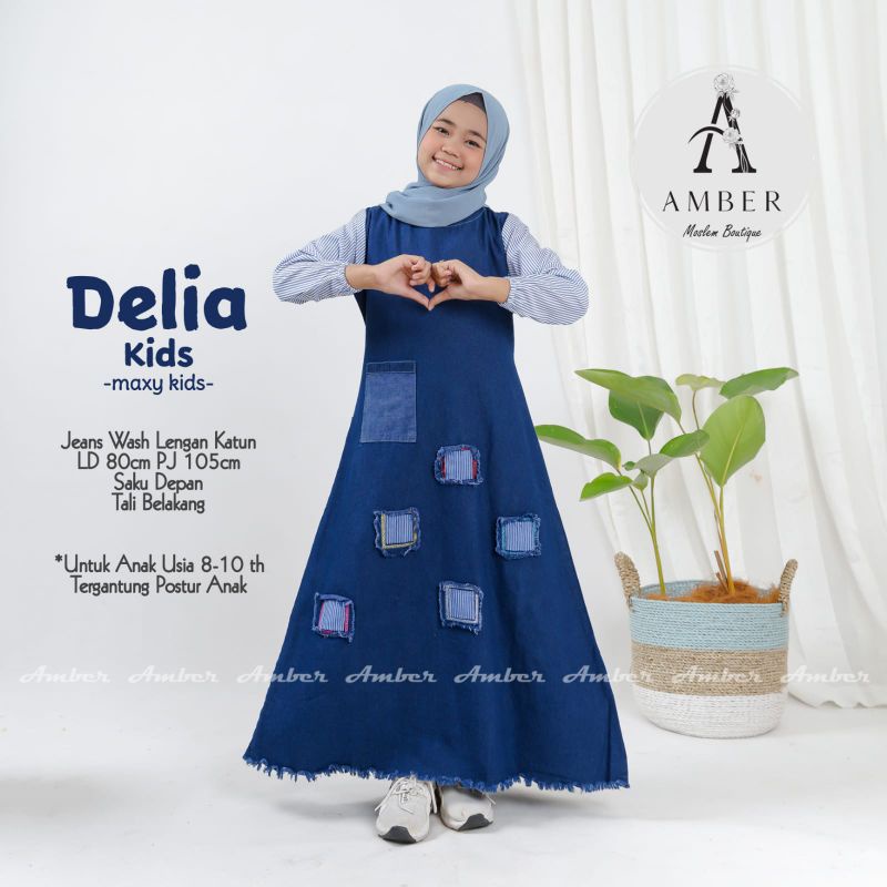 delia maxy dress anak bahan jeans