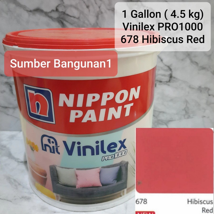 Vinilex Pro 1000 Hibiscus Red 678 [Untuk Instant/Same day]cat tembok merah dinding 4.5 kg interior
