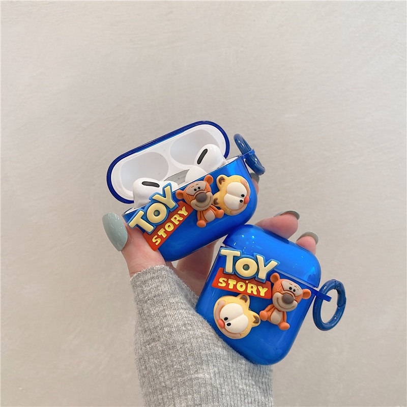 Kartun Toy Story Pink Bear Wireless Bluetooth TWS Silikon Case Cover Untuk AirPods 12 3 4 inPods i12 i12 Pro