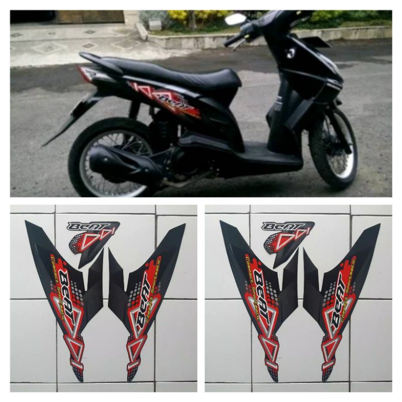 Jual stiker striping motor honda beat karbu 2011 hitam | Shopee Indonesia