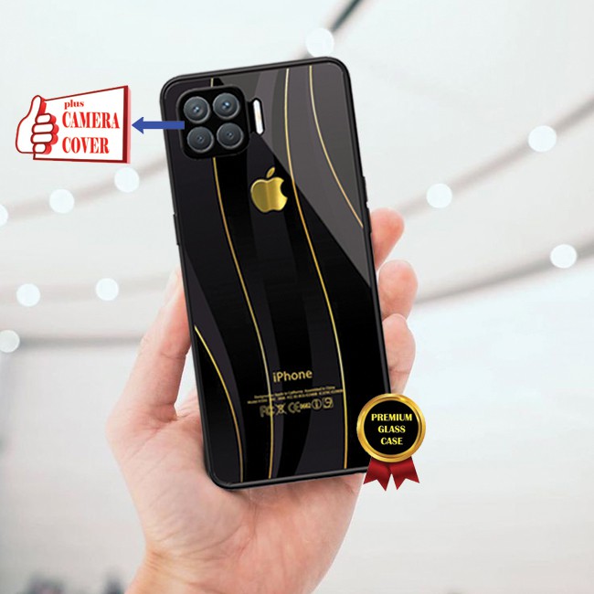 Oppo Reno 4F #AA2 - Premium Glass Case plus Camera Cover - Tempered Glass Case Custom Logo Iphone