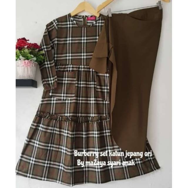 GAMIS KATUN JEPANG PREMIUM/ORI+JILBAB BAHAN MONALISA ORI, GAMIS ANAK, MOTIF KOTAK,BISA COD