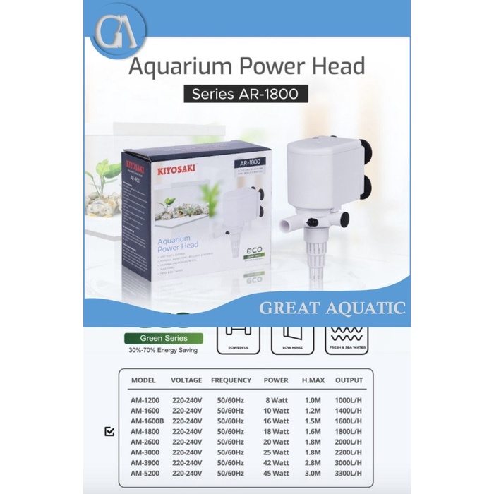 Pompa celup aquarium power head KIYOSAKI AR 1800 putih