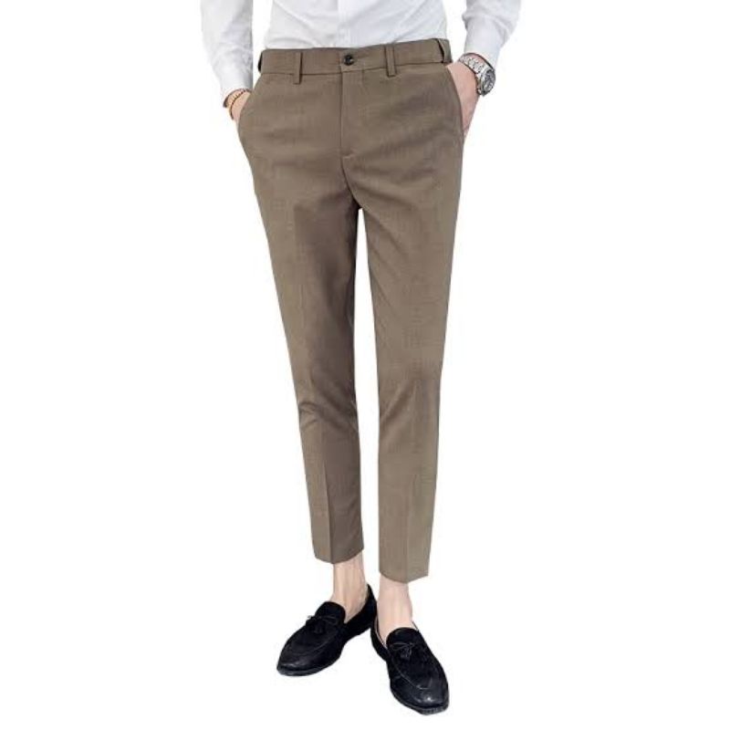 ANKLE PANTS BROWN TUTON SMART ANKLE TROUSERSE