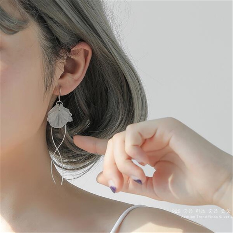 【COD Tangding】Long Pendant Petal Tassel Hook Earrings Fashion Girls Flower Ear Studs