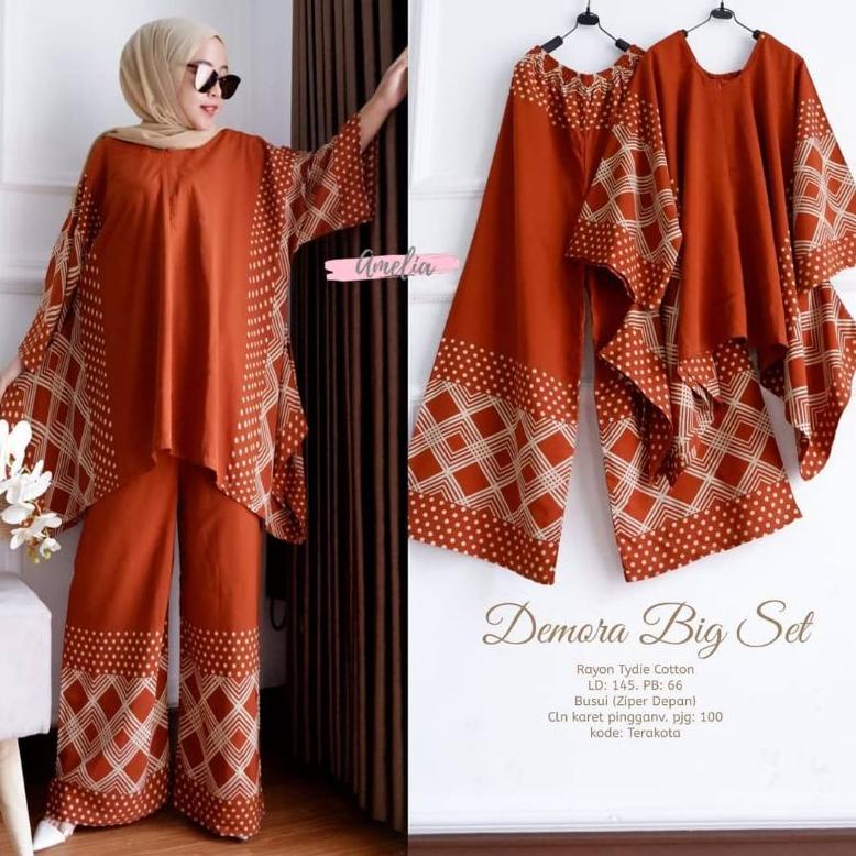 Beecouture Setelan Demora Big Set Jumbo Set Waka Waka Rayon Jumbo Ld 130 One Set Jumbo Rayon Busui F