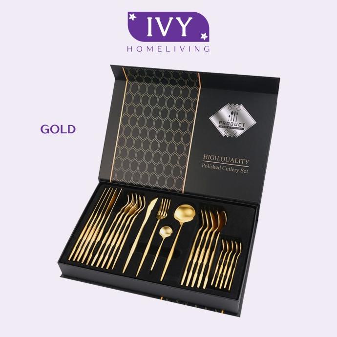 IVY 24 Pcs Set Cutlery Sendok Alat Makan Korea Garpu Pisau Set 24 Pcs masih banyak