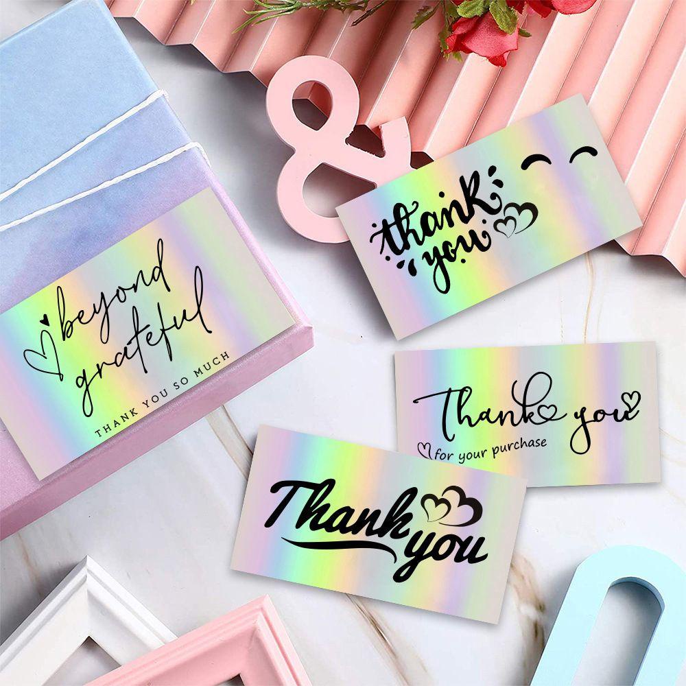 Solighter 50PCS Thank You For Your Order Paket Kado Belanja Sisipan Greeting Postcard Beyond Grateful Labels