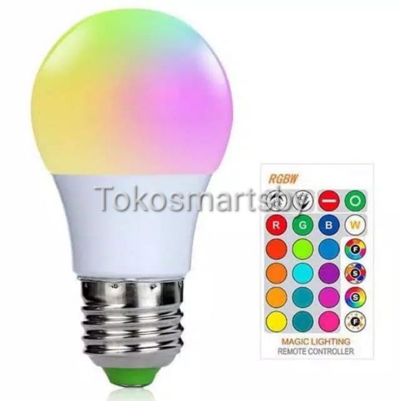 Lampu Bohlam E27 LED RGB 9 Watt dan 12 Watt Lengkap Dengan Remote