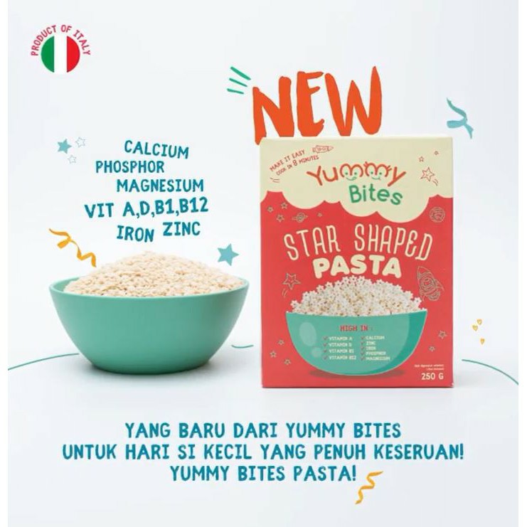 Yummy Bites Pasta 250 gram / Star Shaped Pasta Bayi 7 bulan+ (250 g)