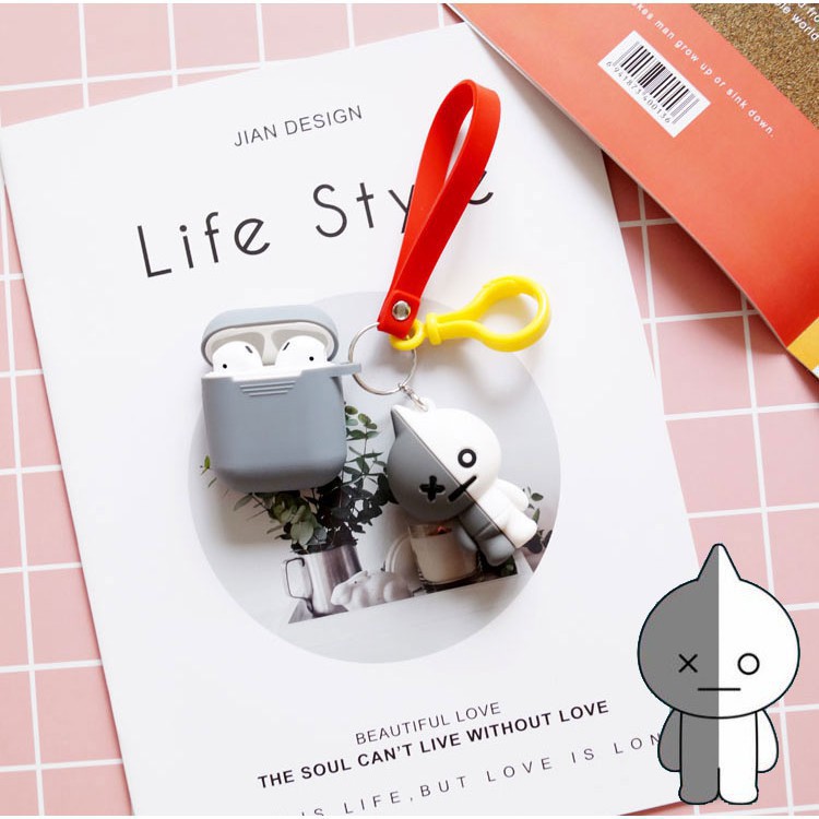 Casing Pelindung Anti Jatuh dengan Gantungan Kunci untuk airpods BTS
