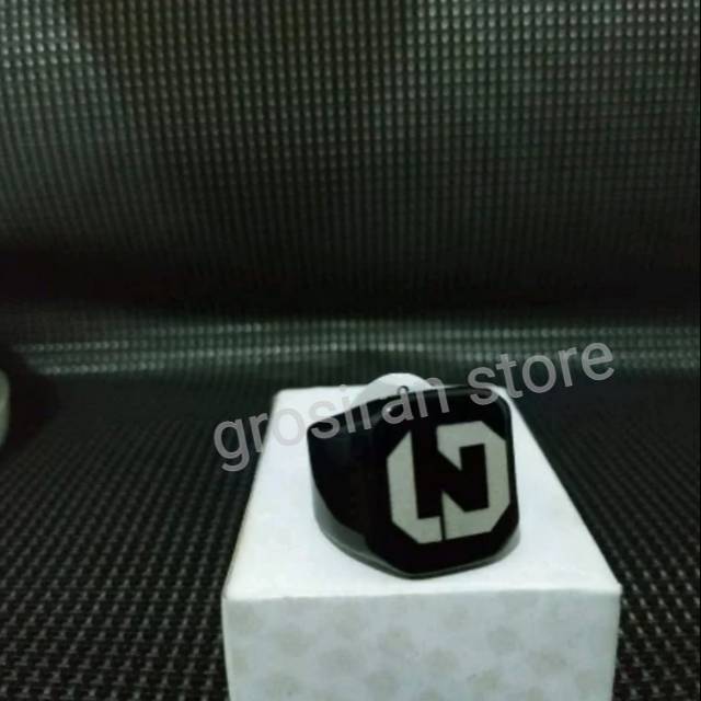 Cincin LND nusantara custom logo tulisan nama ukir grafir hitam