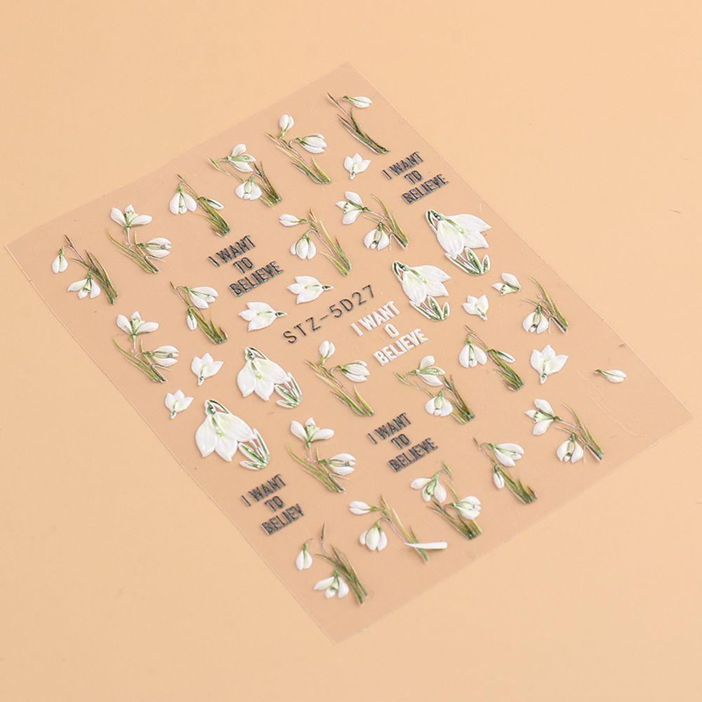 Preva Nail Art Sticker Decals Untuk Wanita Perempuan Desain Ukiran Perekat Diri Campanula 5D Hollow