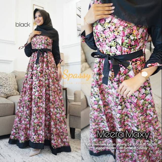 Meera maxy dress gamis motif bunga by spassy