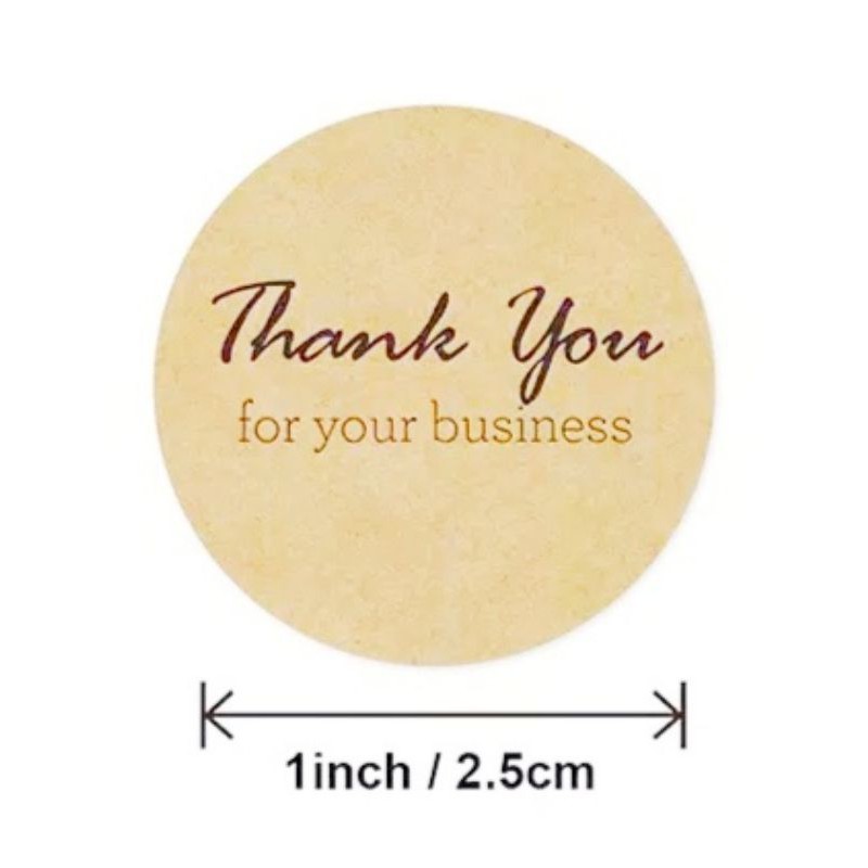 

1 roll 500pcs stiker Sticker Thank You for your business Kraft label kemasan segel dus box amplop surat packaging sealer