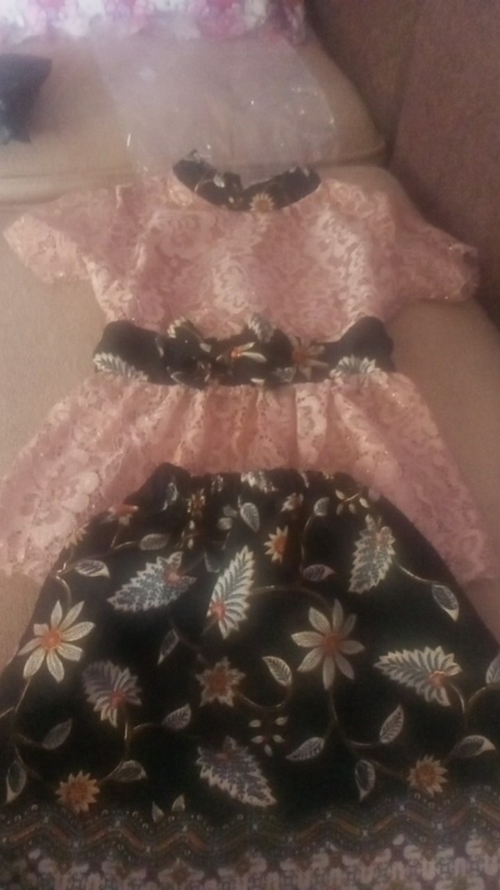 Setelan Baju Anak-setelan Batik Anak Perempuan- Batik Anak 3in1 Ayu Bahan Brukat Usia 2 3 4 5 Tahun