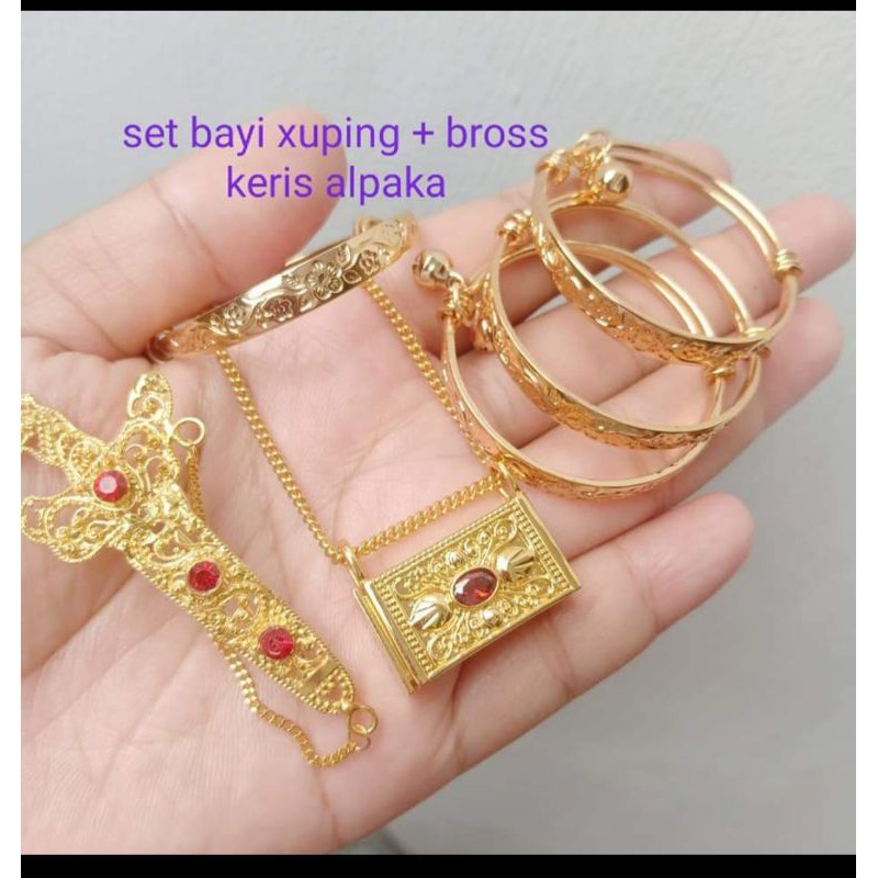 set gelang kalung dan cincin bayi 3 bulanan xuping